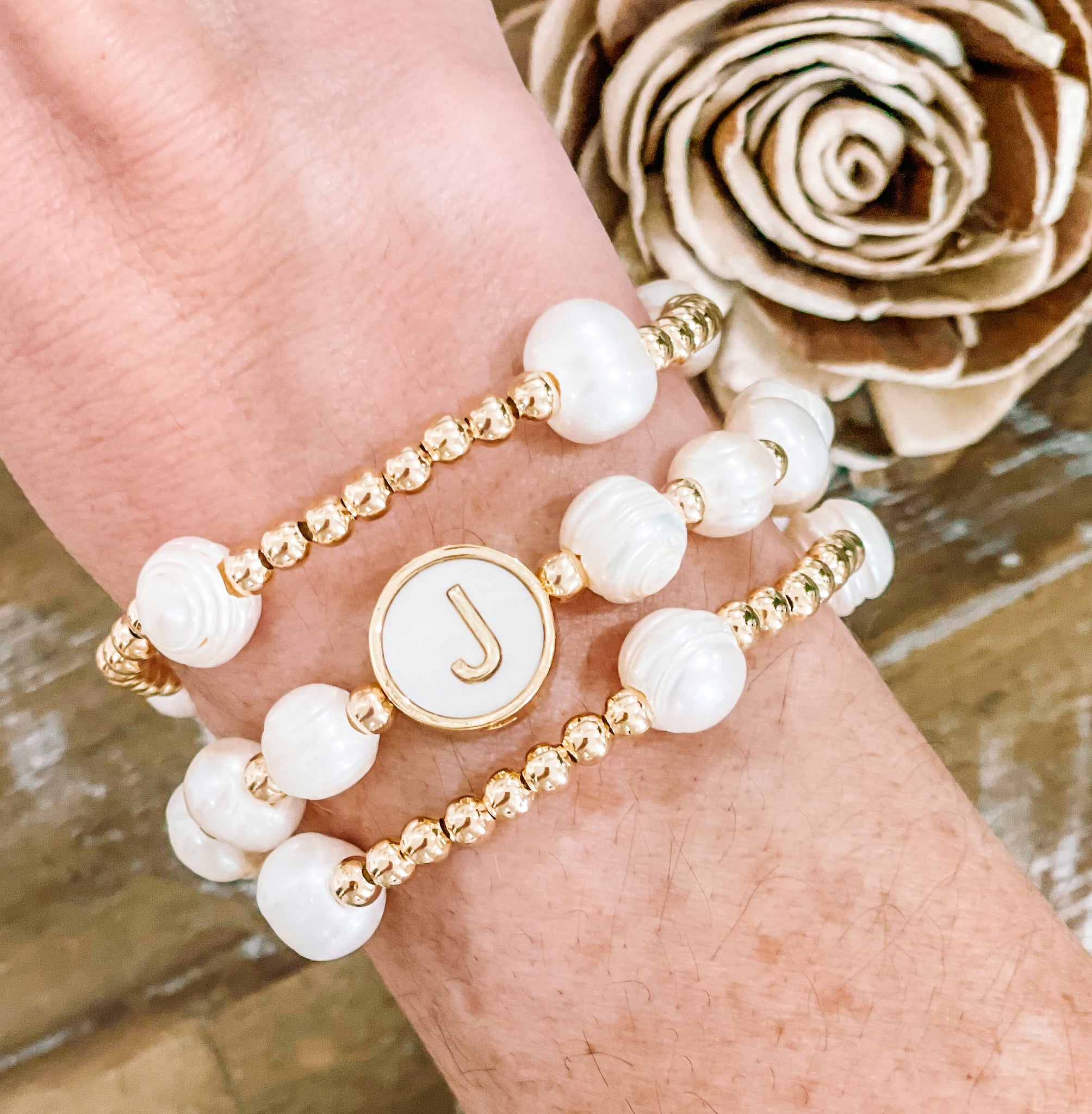 Pearl Heart Bracelet (Gold)