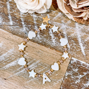 Sparkle Hearts & Stars Initial Bracelet