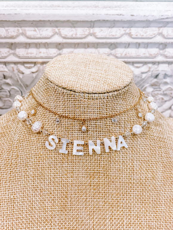 Sienna Personalized Name Pearl Necklace