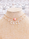 “Ceci” Name Pearl Beaded Necklace