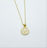 initial in gold letter on gold plated charm and gold plated necklace