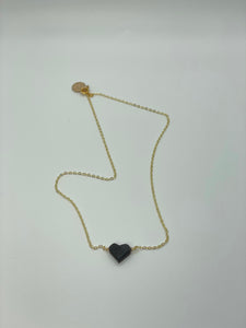 Star shaped jet stone,  azabache.  Gold plated Beads   Gold plated necklace 