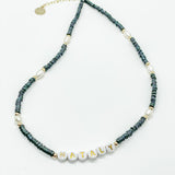 “Nataly” Black Necklace with Pearls