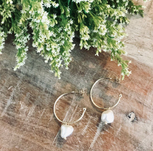 Fresh Water Pearl Gold Hoop Earrings