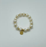 baroque pearl bracelet with brazilian gold plated bead accents 