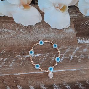 Mother of Pearl Evil Eye Stackable Bracelet