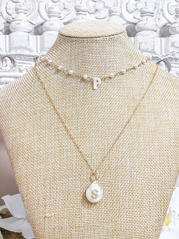 Most Wanted Baroque Pearl Initial Necklace