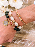 Tammy Black Onyx Bracelet with Saint Benedict