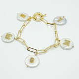 Personalized Pearl Charm Bracelet