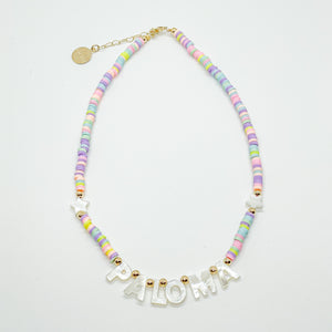 Emma Rainbow Necklace with White letters