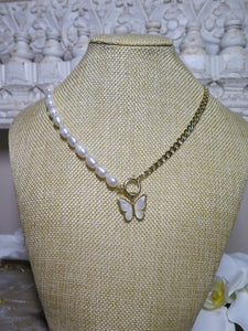 Rossi Butterly Cuban Link and Pearl Chain