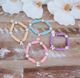 Mother of Pearl Initial Rainbow Bracelets