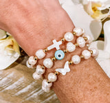 Classic Kichu: Baroque Pearl Bracelet with Round Initial Pendant