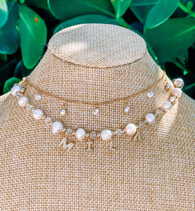 Mila Pearl and Crystal Necklace