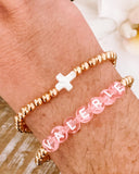 White Rose or cross Bracelet