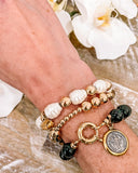 Tammy Black Onyx Bracelet with Saint Benedict