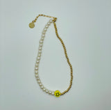 "Leah" Half Pearl Half Bead Necklace