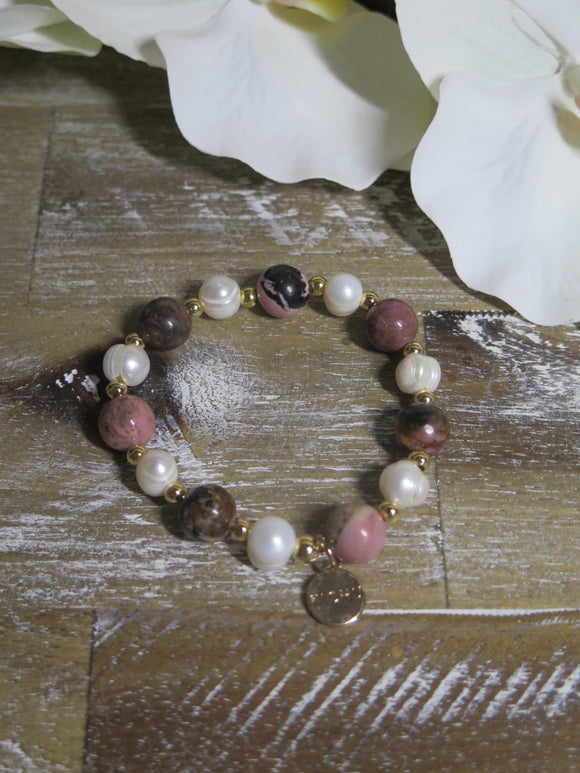 Lulu Pink and Black Stone Bracelet