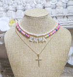 Emma Rainbow Necklace with White letters