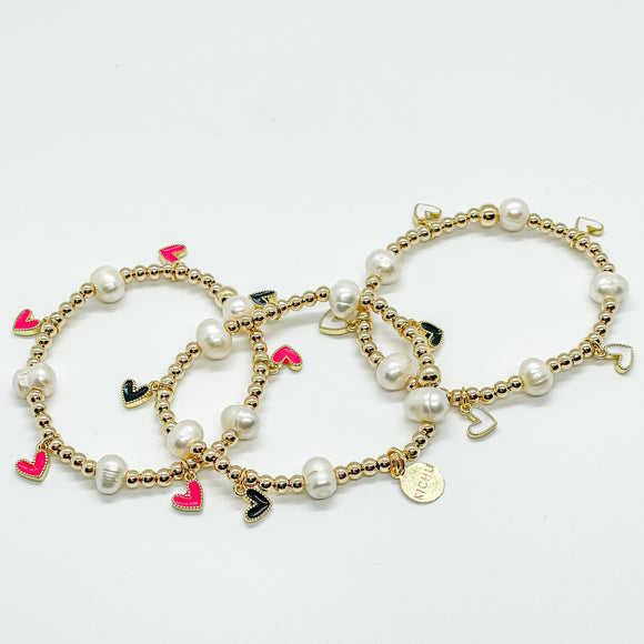 Stackable Bracelets with Hearts