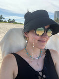 Palm Beach Leaf Pearl Drop Earrings