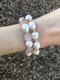 Baroque pearl and rose quartz bracelet