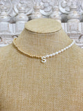 "Leah" Half Pearl Half Bead Necklace