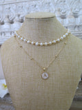 Relentless Pearl Choker and Initial Pendant Necklace