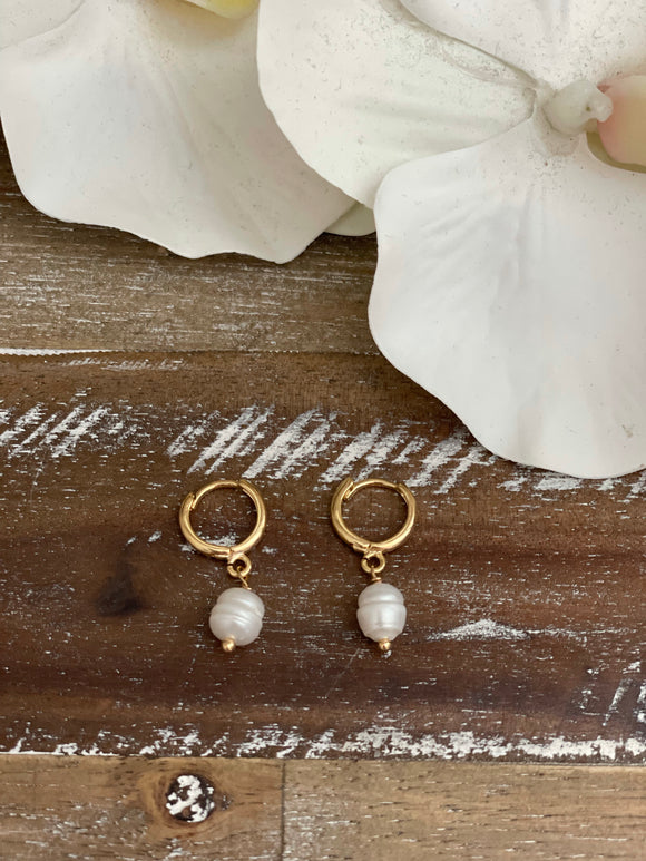 Mini hoops with pearls